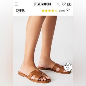Hadyn Cognac Leather Sandals by Steve Madden